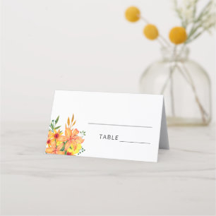 Watercolor Orange Floral place card