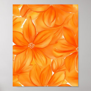 Watercolor orange floral vibrant botanical poster