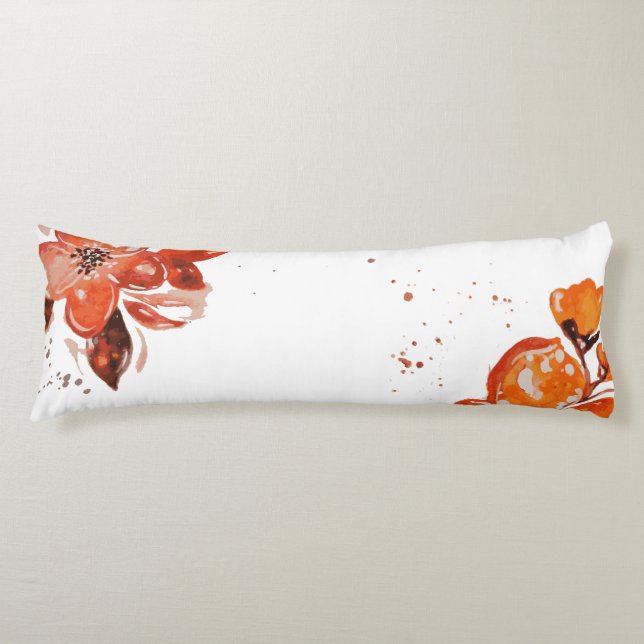 Watercolor orange flower compact mirror body cushion (Front)