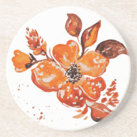 Watercolor orange flower compact mirror