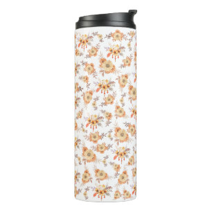 Watercolor Orange Flower Floral Boho Thermal Tumbler