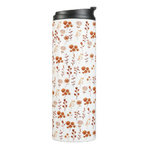 Watercolor Orange Flower Floral Boho Thermal Tumbler