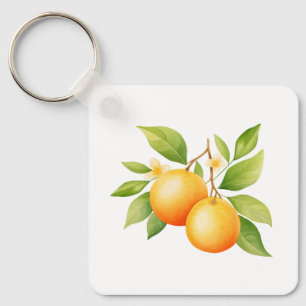 Watercolor Orange Flower Key Ring