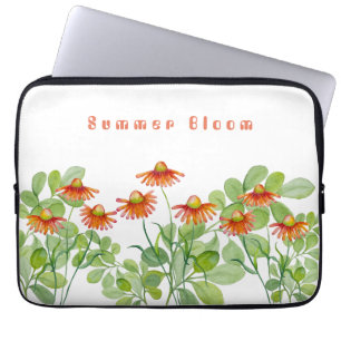 Watercolor orange flowers laptop sleeve