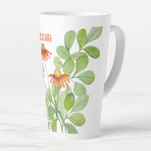 Watercolor orange flowers latte mug