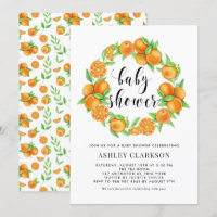 Watercolor Orange Fruit Wreath Summer Baby Shower