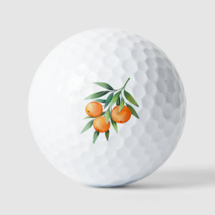 Watercolor Orange Fruits: Branches Isolated. Golf Balls