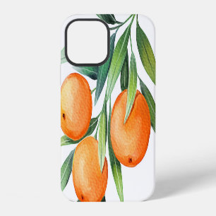 Watercolor Orange Fruits: Branches Isolated. iPhone 12 Case
