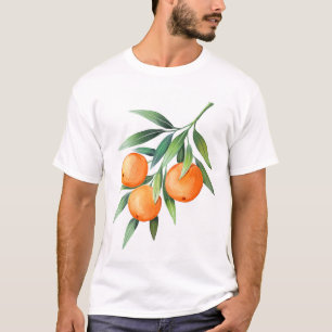 Watercolor Orange Fruits: Branches Isolated. T-Shirt