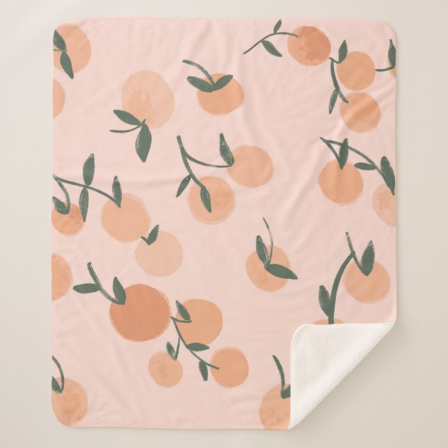 Watercolor orange fruits seamless pattern sherpa blanket (Front)