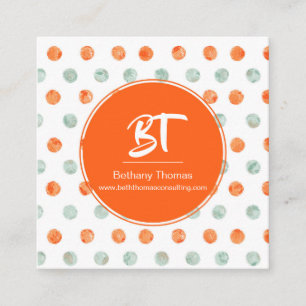 Watercolor Orange & Green Polka Dots Business Card