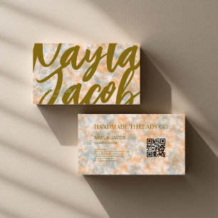 Watercolor Orange & Grey Handmade Clothing  Business Card