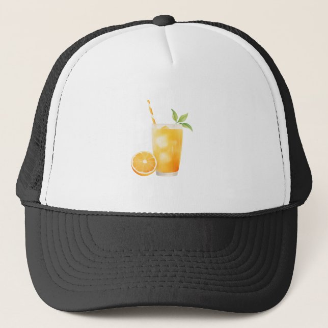 Watercolor Orange Juice Trucker Hat (Front)