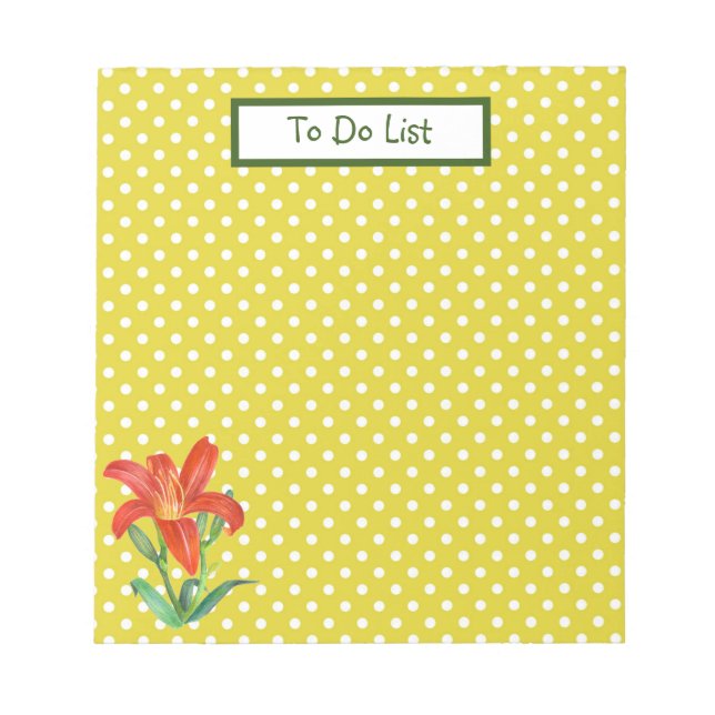 Watercolor Orange Lily Botanical Illustration Notepad (Front)