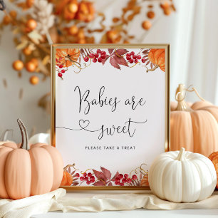 Watercolor orange little pumpkin Babies are sweet Poster