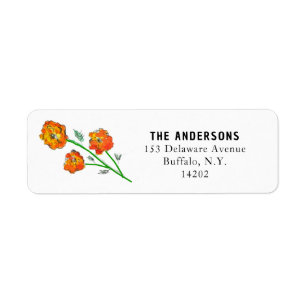 Watercolor Orange Marigolds Floral Return Address