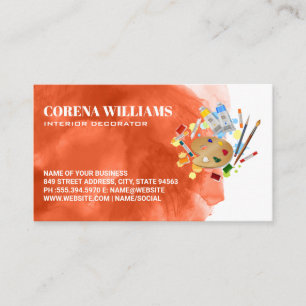 Watercolor Orange   Painters Palette  Business Card