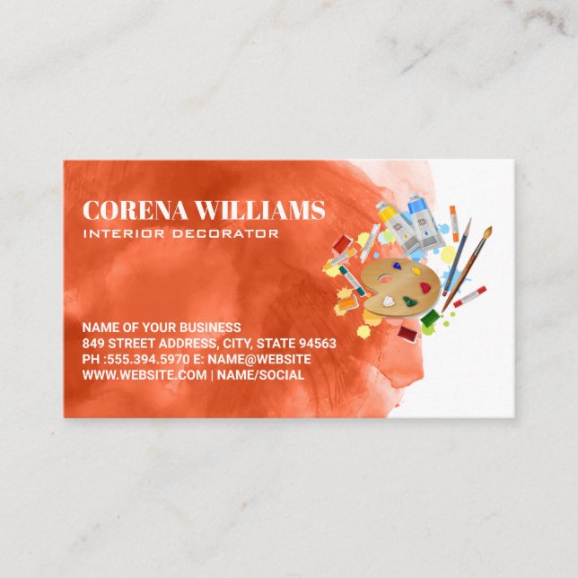 Watercolor Orange | Painters Palette  Business Card (Front)