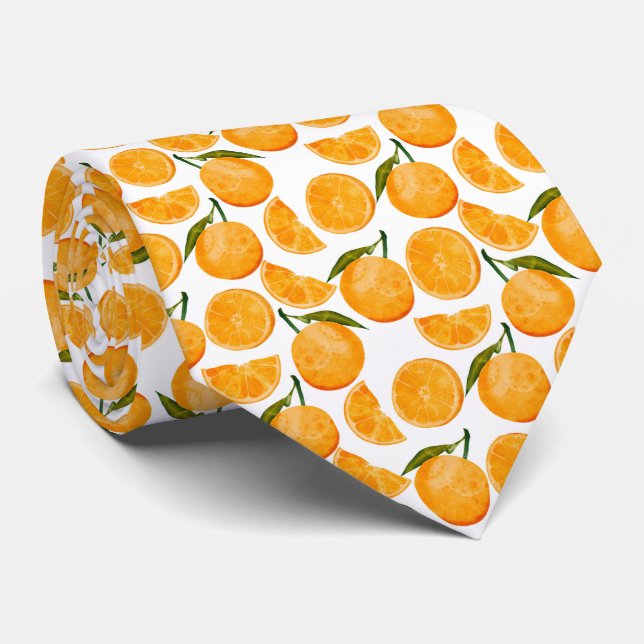 Watercolor Orange Pattern Tie (Rolled)