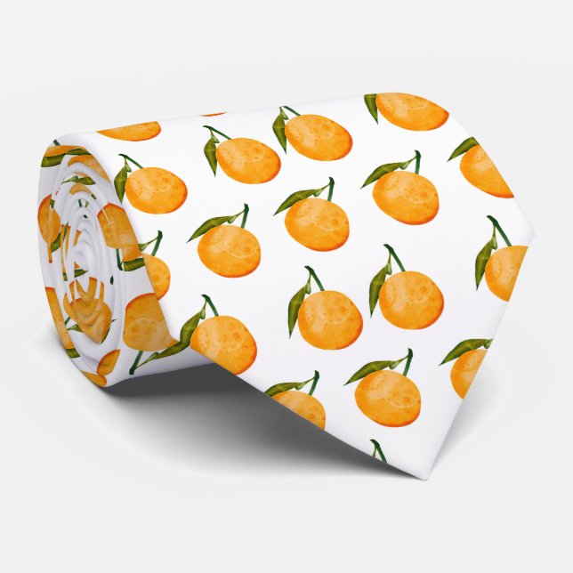 Watercolor Orange Pattern Tie (Rolled)