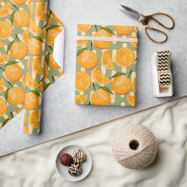 Watercolor Orange Pattern Wrapping Paper (Crafts)