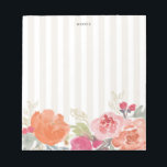 Watercolor Orange Peonies Pinstripes Personalised Notepad<br><div class="desc">Colourful and whimsical notepad featuring orange and pink watercolor with pinstripes pattern. This will be a perfect feminine accent for your office.</div>
