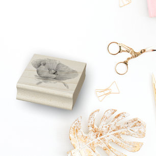 Watercolor Orange Poppy Rubber Stamp