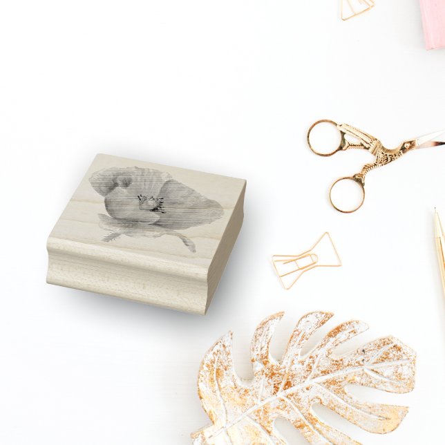 Watercolor Orange Poppy  Rubber Stamp (Creator Uploaded)