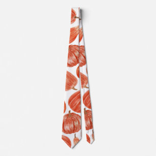 Watercolor Orange Pumpkin Pattern   Tie