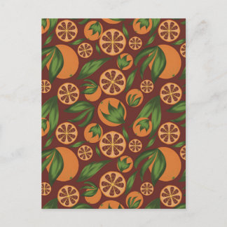 Watercolor Orange Red Fruit Pattern Postcard