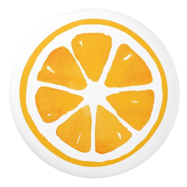 Watercolor Orange Slice Ceramic Knob (Front)