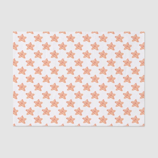 watercolor orange starfish beach design tissue paper (Front)