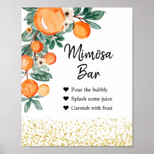 Watercolor Orange Summer Mimosa Bar Sign
