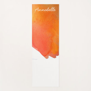 Watercolor orange vibrant energetic art yoga mat