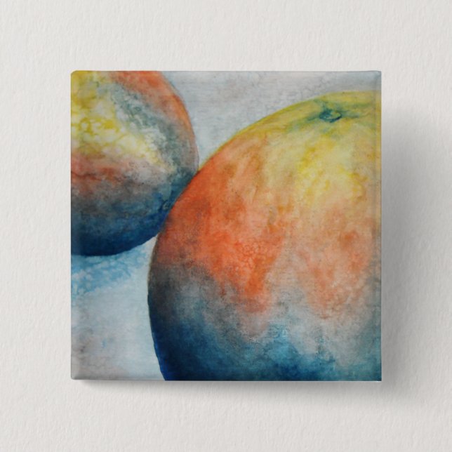 watercolor oranges 15 cm square badge (Front)