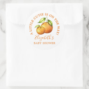 Watercolor Oranges A Little Cutie Baby Shower Classic Round Sticker