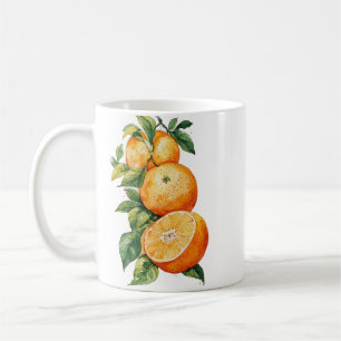 Watercolor Oranges and Citrus Branch Kitchen Coffee Mug