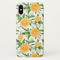 Watercolor Oranges and Foliage Pattern