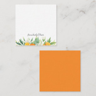 Watercolor Oranges and Greenery - Custom Name  Card