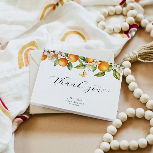 Watercolor Oranges Baby Shower Thank You Card (Creator Uploaded)