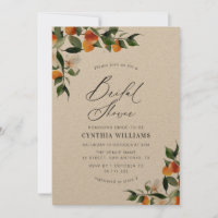 watercolor oranges citrus kraft bridal shower