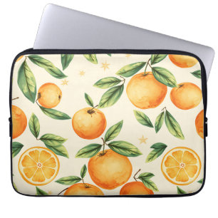 Watercolor Oranges Citrus Pattern Laptop Sleeve