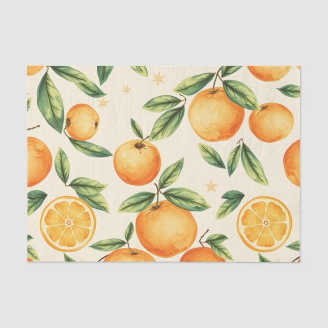 Watercolor Oranges Citrus Pattern Tissue Paper (Front)