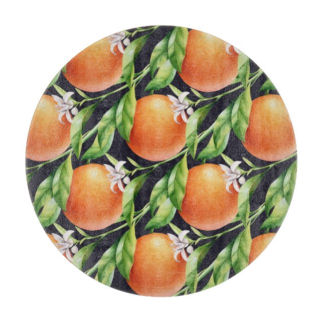 Watercolor Oranges: Citrus Seamless Pattern Cutting Board (Front)