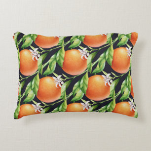 Watercolor Oranges: Citrus Seamless Pattern Decorative Cushion