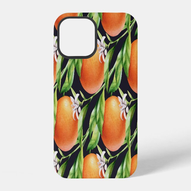 Watercolor Oranges: Citrus Seamless Pattern iPhone Case (Back)