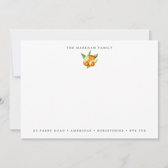 Watercolor Oranges Family Address Card (Front)