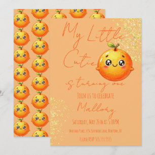 Watercolor Oranges First Cute Birthday  Invitation