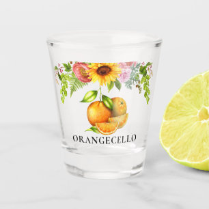 Watercolor Oranges Floral Greenery Orangecello Shot Glass