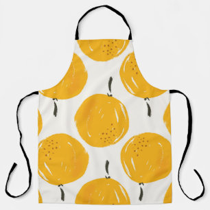 Watercolor oranges fruit hand painted illustration apron